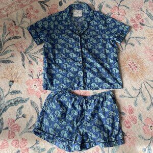 Printfresh Short Sleep Set, Stamped Leopard, Blue Waterfall - XL